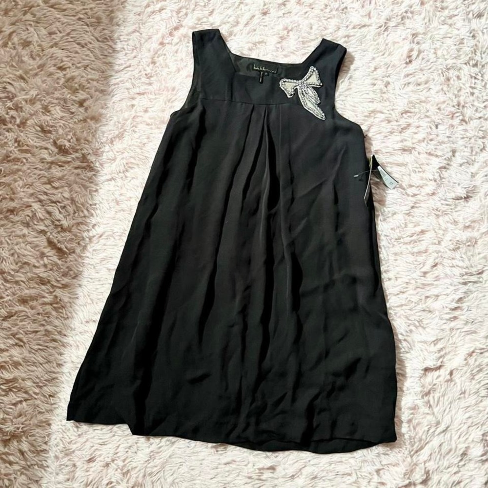 Black Whimsical Bow Sequined Glam Girls Dress‎ 12 Coquette Twee Preppy Formal